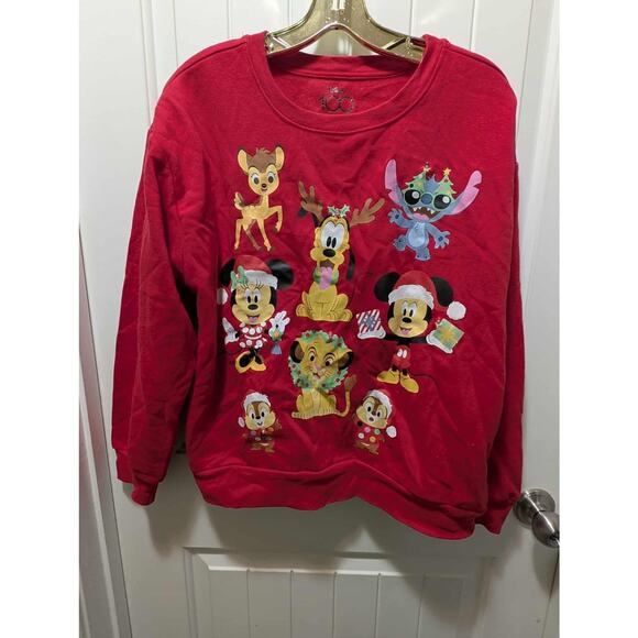 Disney 100 Mickey Holiday LIGHT UP Red Christmas Sweatshirt Holiday Size M - Picture 1 of 9